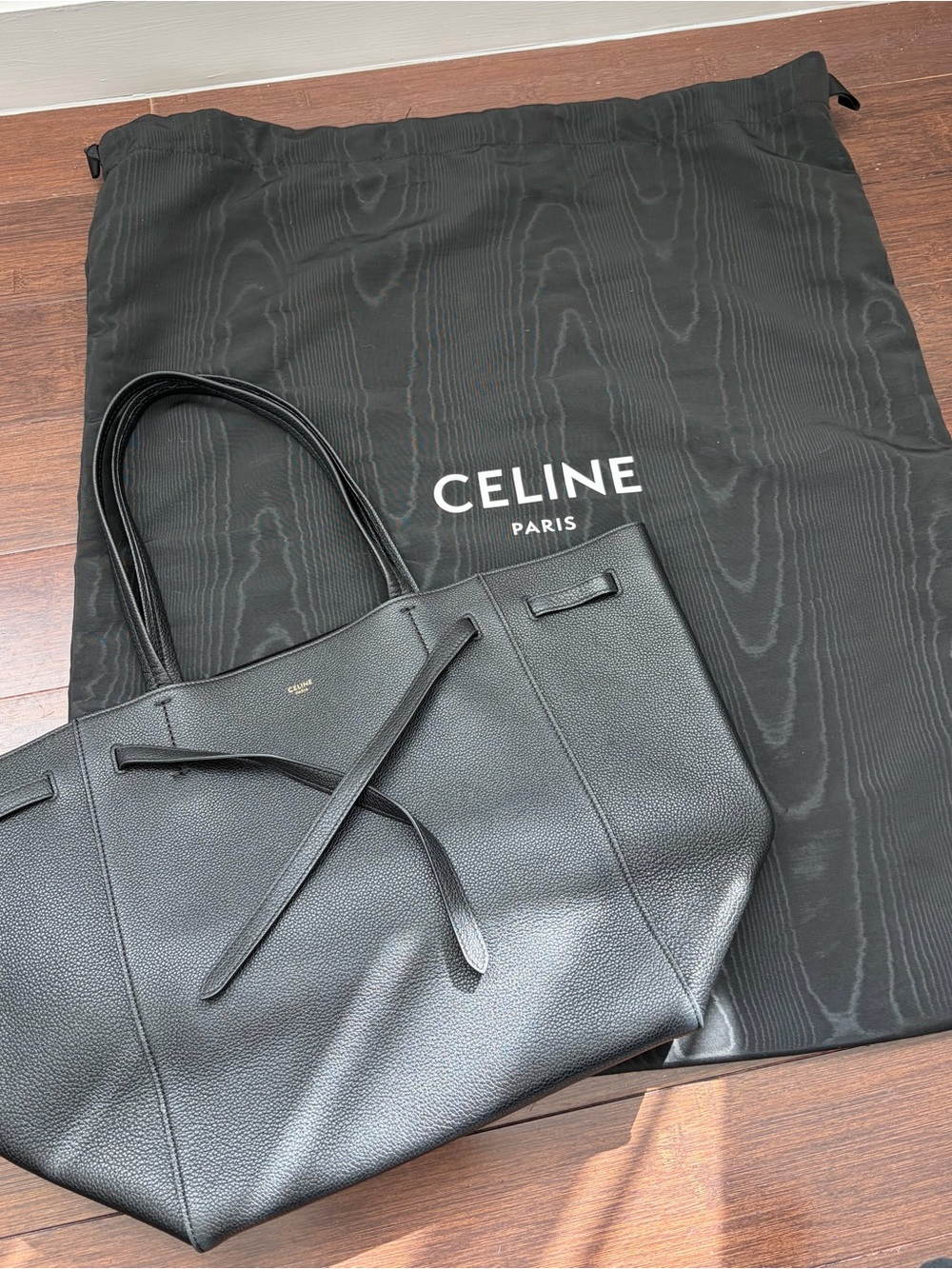 Celine Black Pebbled Leather Tote